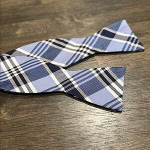 Blue Plaid Bow Tie